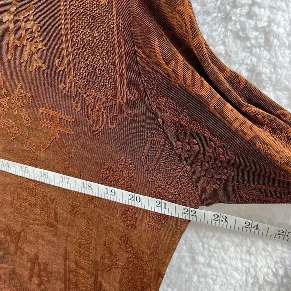 Chicos Travelers Large Mandarin Collar Shirt Vacation Gypsy Boho Thanksgiving - Picture 9 of 14